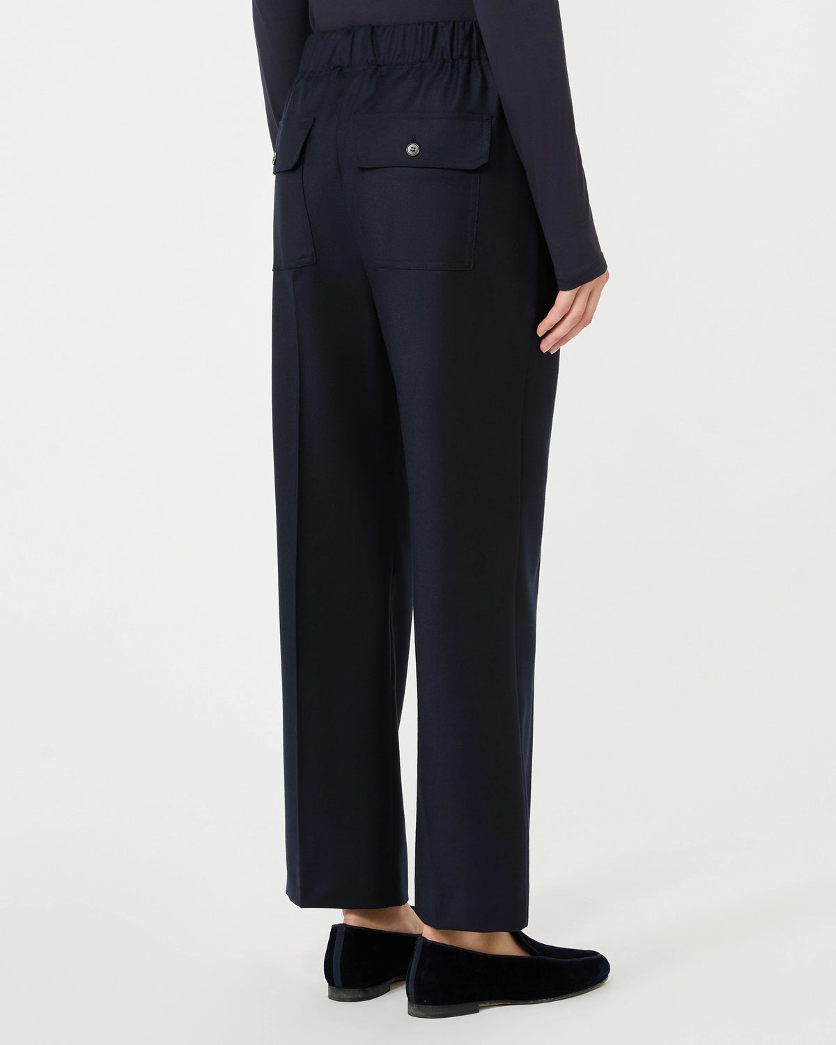 Hateley Elastic Waist Trouser - Navy