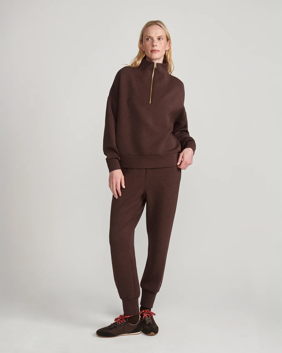 Hawley Half Zip Sweat - Coffee Bean Marl