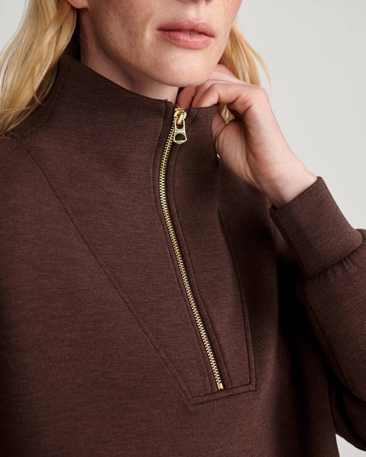 Hawley Half Zip Sweat - Coffee Bean Marl