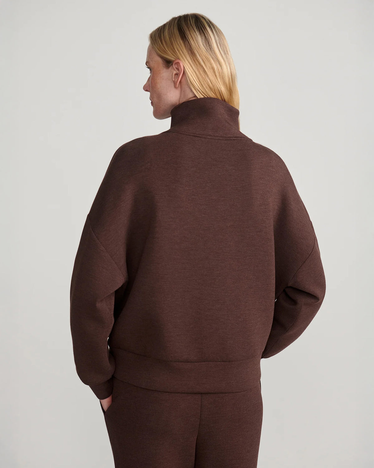 Hawley Half Zip Sweat - Coffee Bean Marl