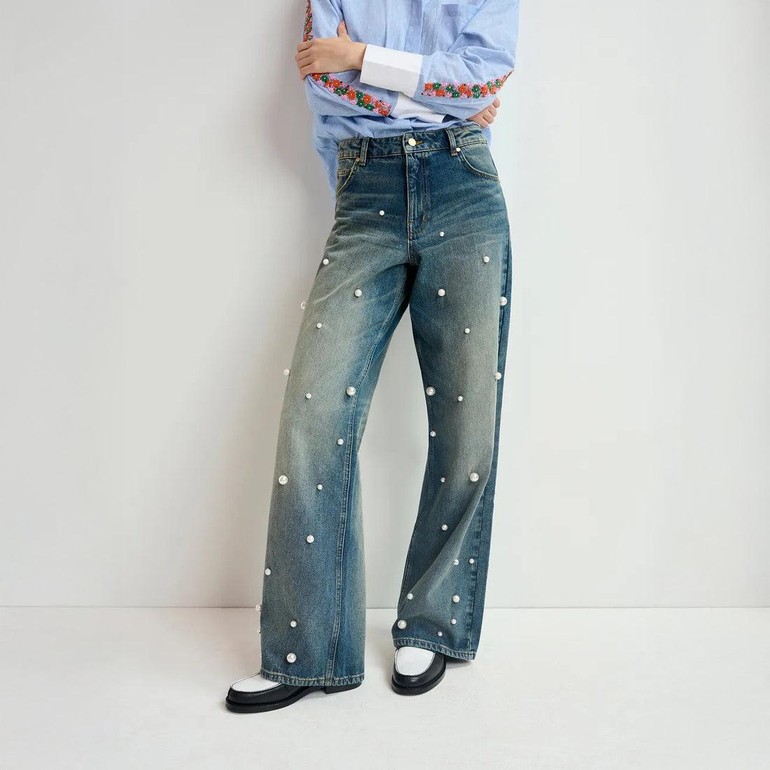 Held Pearl Embellished Jeans - Bel Air