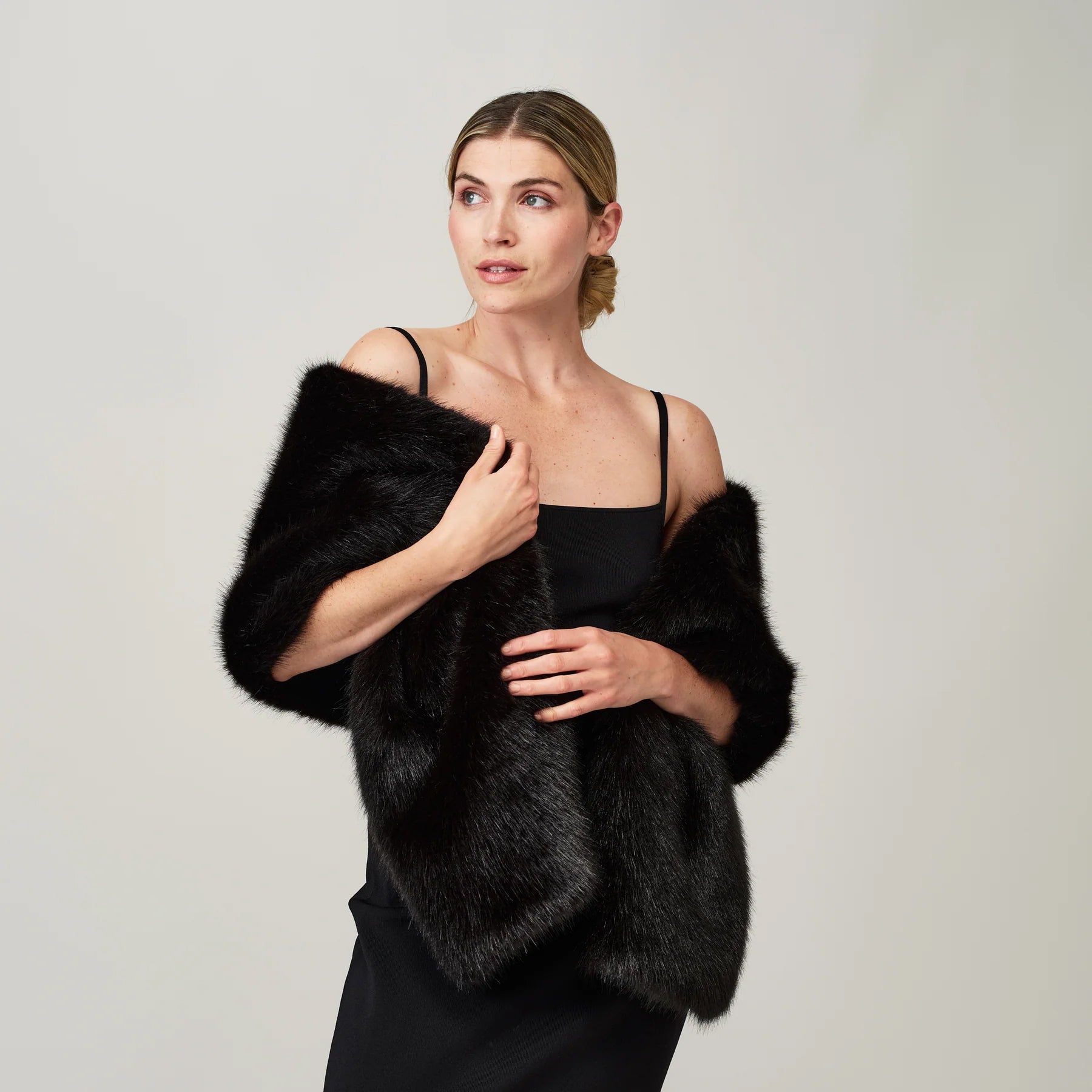 Faux Fur Stole - Jet