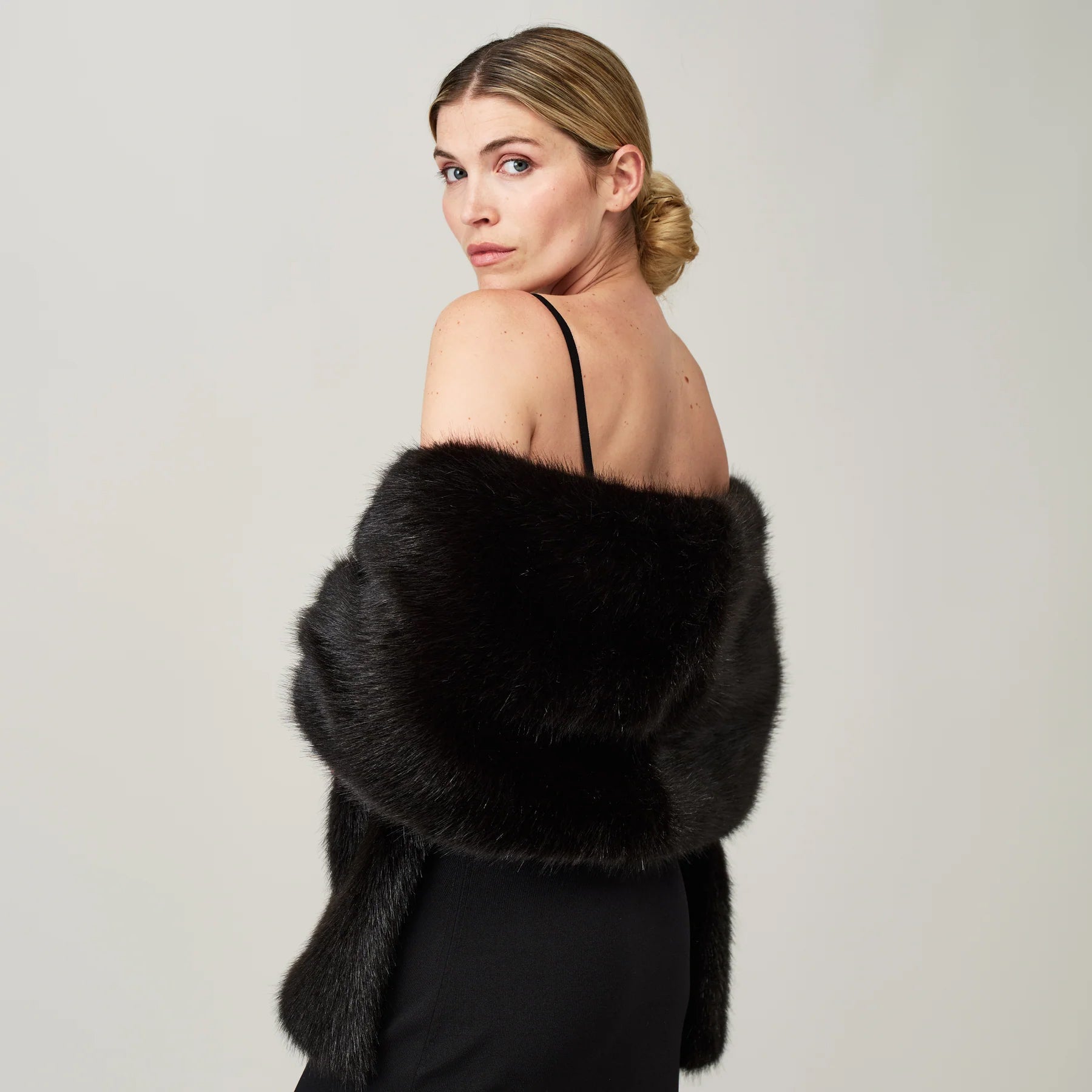 Faux Fur Stole - Jet