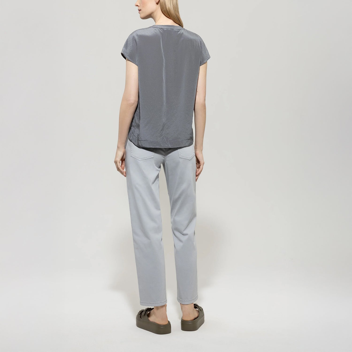 High Stretch Tapered Denim Trousers - Silver Grey