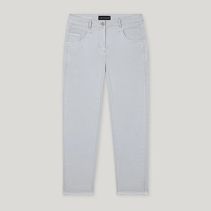 High Stretch Tapered Denim Trousers - Silver Grey