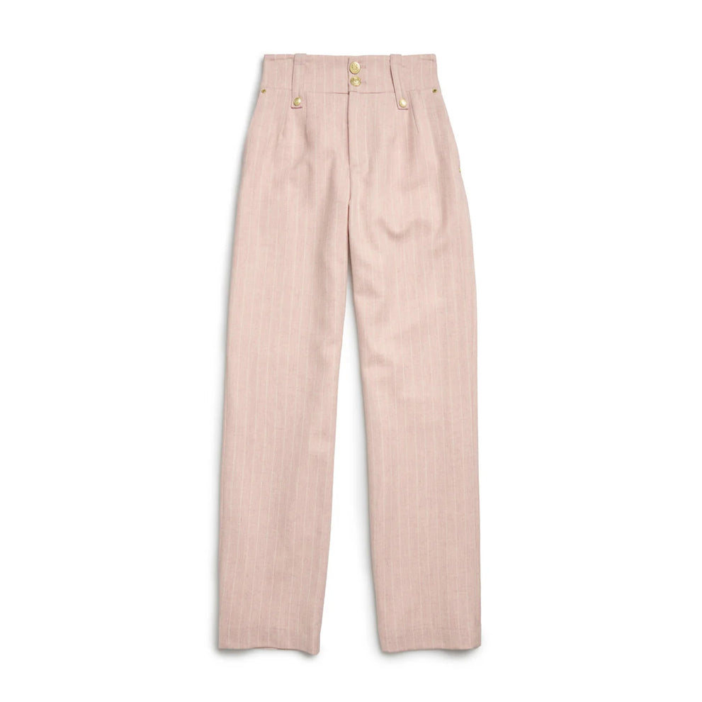 High Waisted Straight Trouser - Pink Chalk Pinstripe