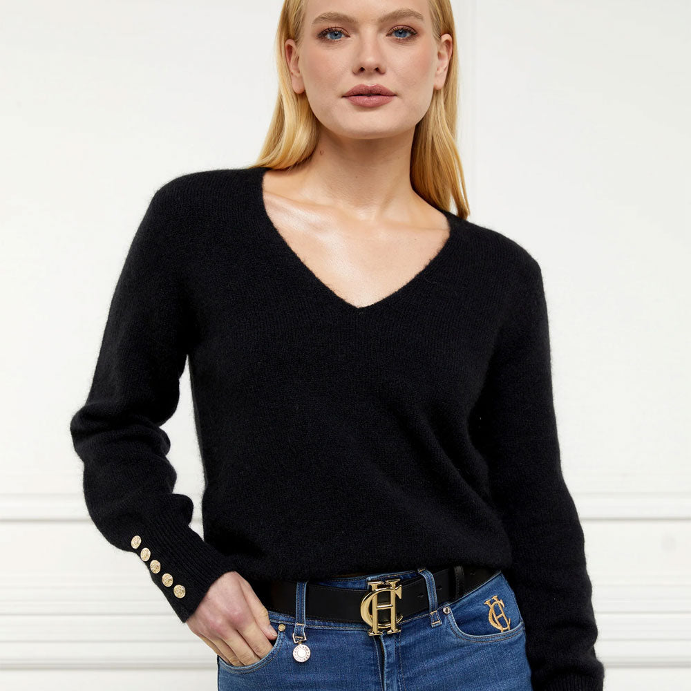 Amelia V-Neck Knit - Black