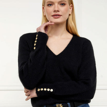 Amelia V-Neck Knit - Black