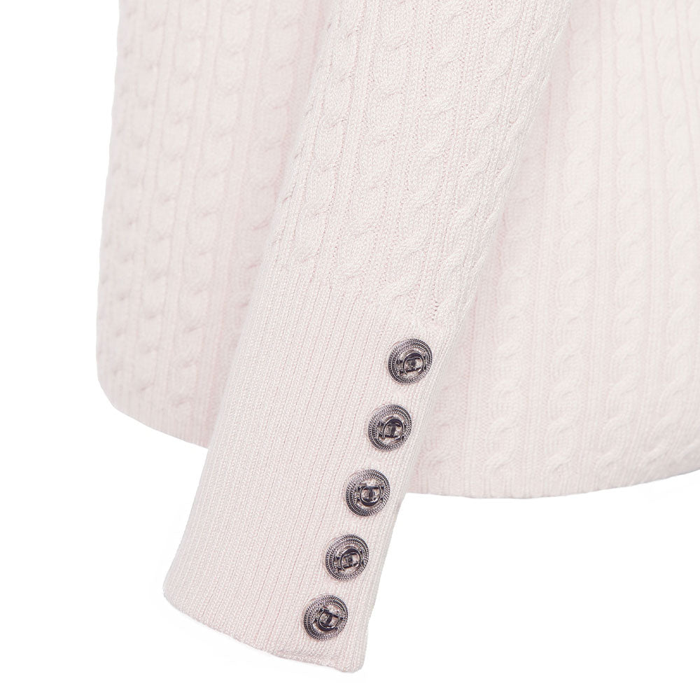Ava Half Zip Knit - Soft Pink