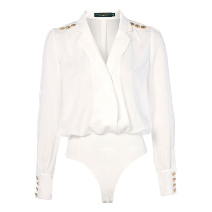 Cupro Shirt Bodysuit - White