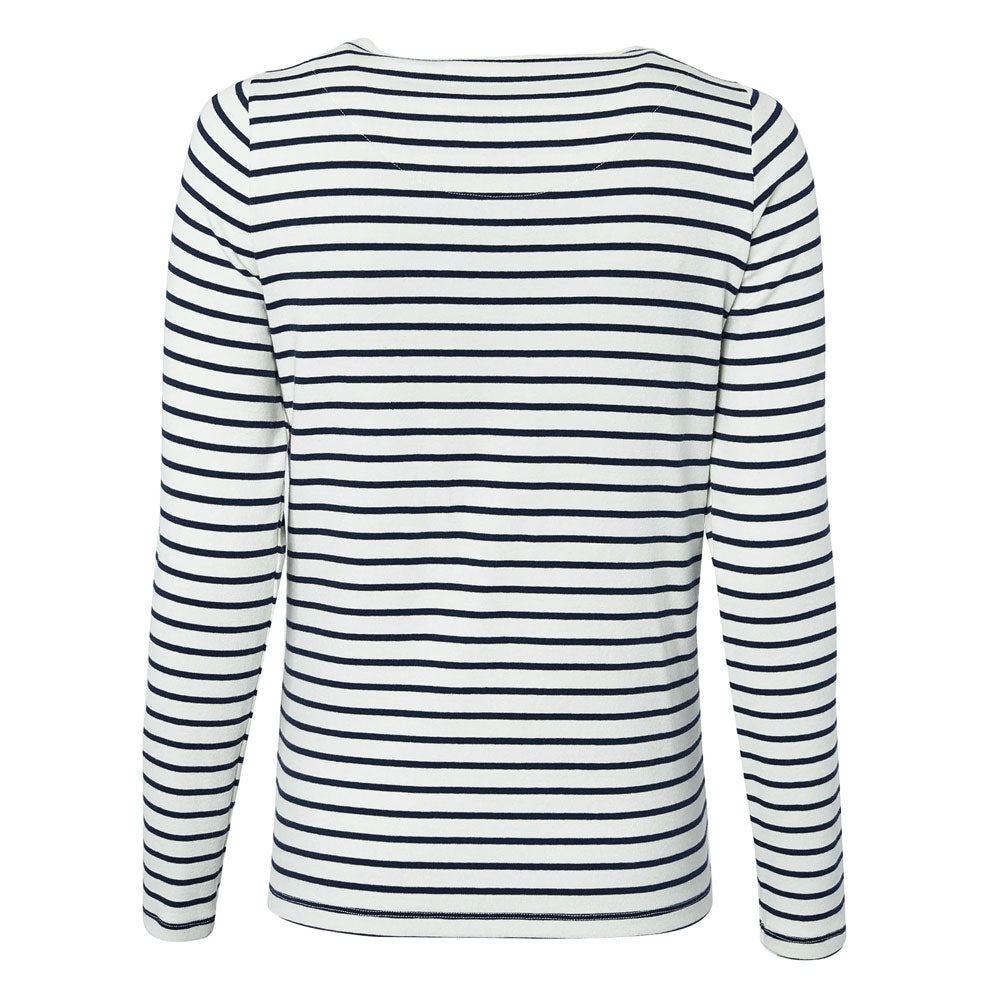 Padstow Long Sleeve Crew Neck Top - Natural Ink Navy Stripe