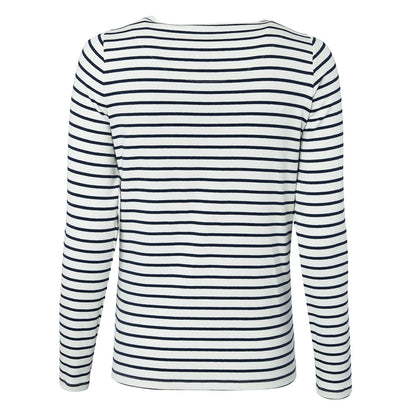 Padstow Long Sleeve Crew Neck Top - Natural Ink Navy Stripe