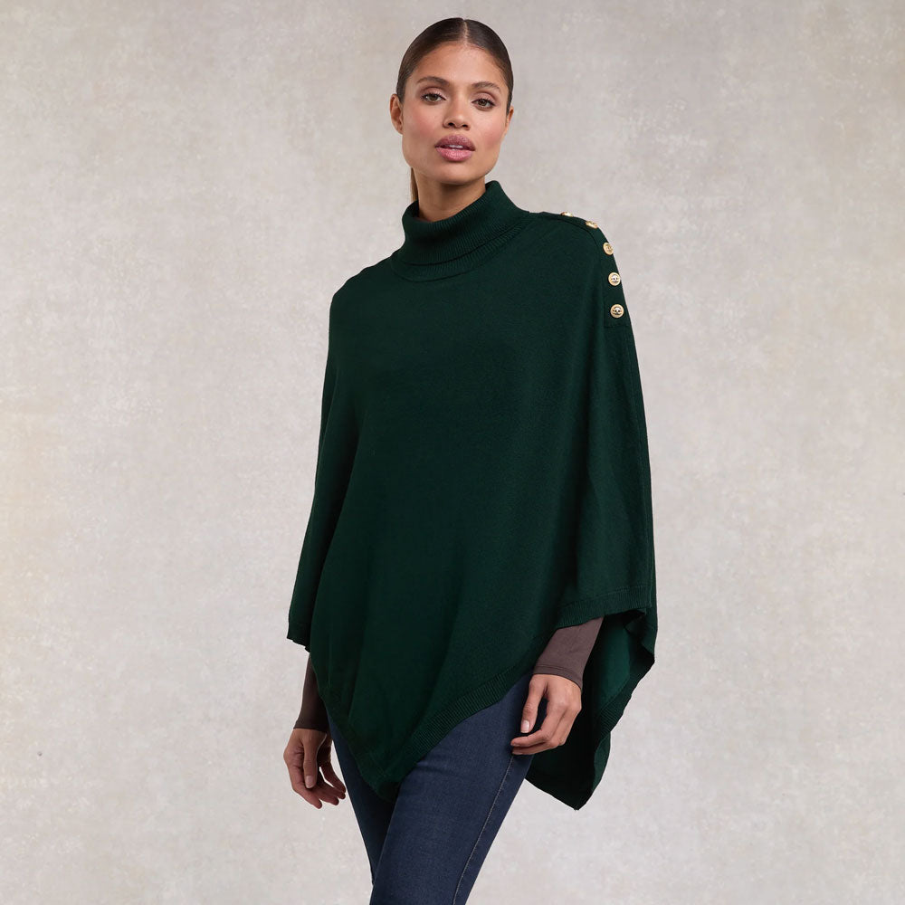 Roll Neck Cape - Deep Emerald