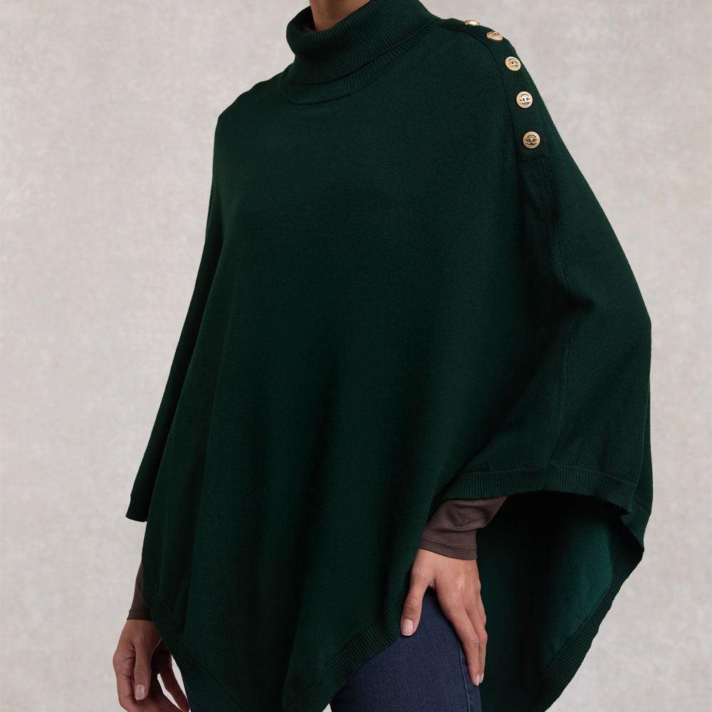 Roll Neck Cape - Deep Emerald