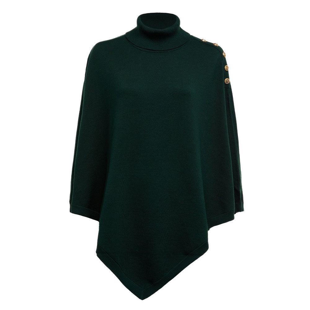 Roll Neck Cape - Deep Emerald