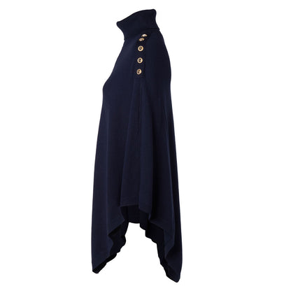 Roll Neck Cape - Ink Navy