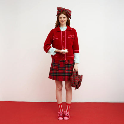 Hope Contrast Trim Cardi - Red