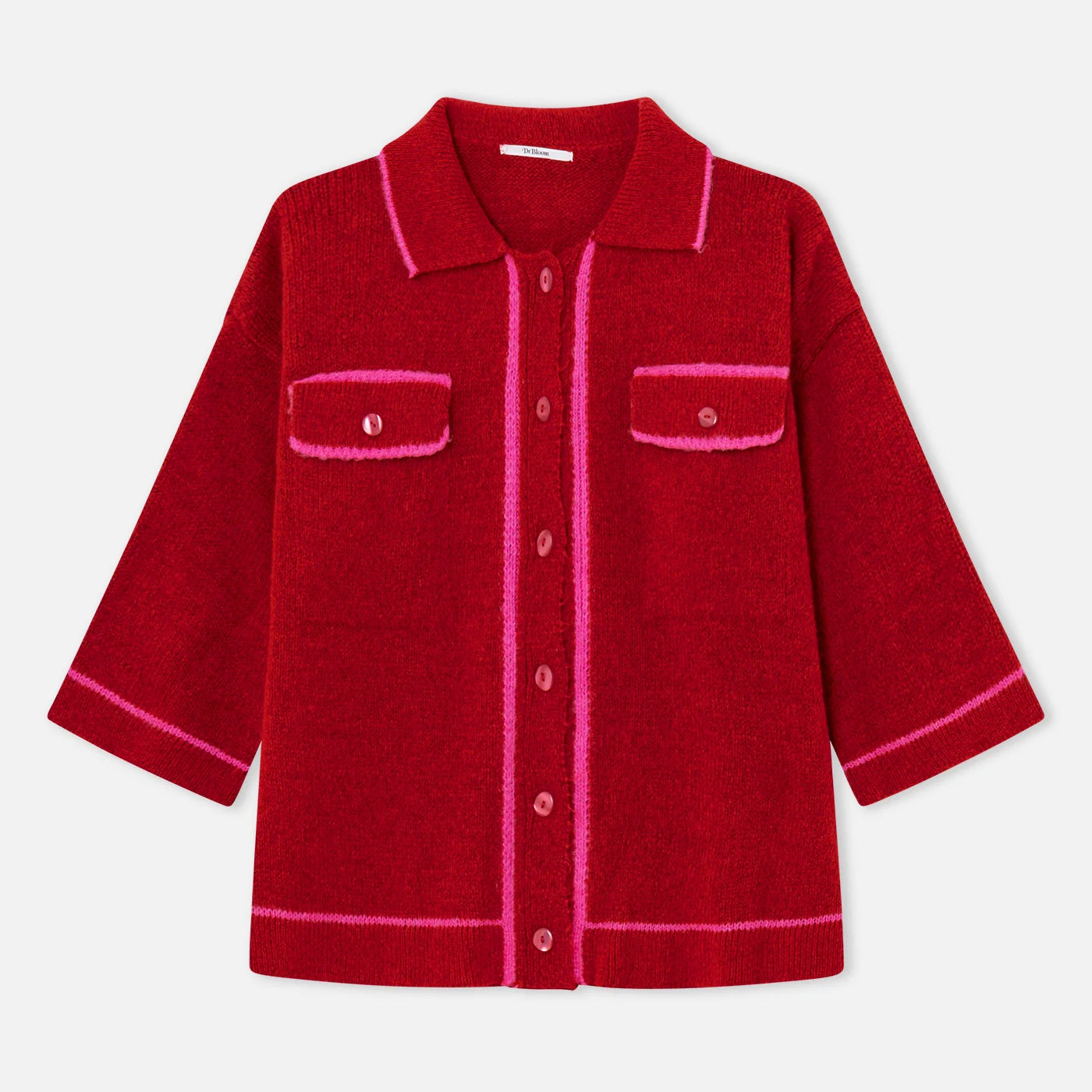 Hope Contrast Trim Cardi - Red