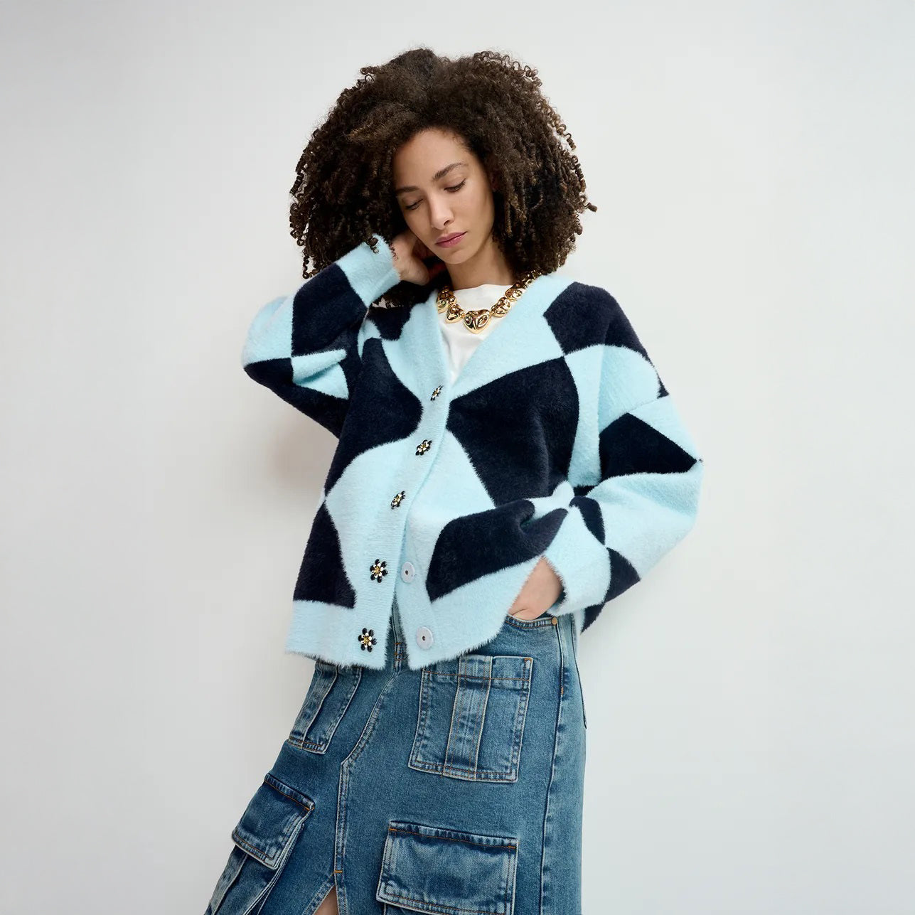 How Knitted Oversized Cardigan - Night Shade