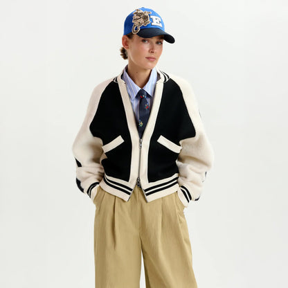 Idol Knitted Bicolour Jacket - Black