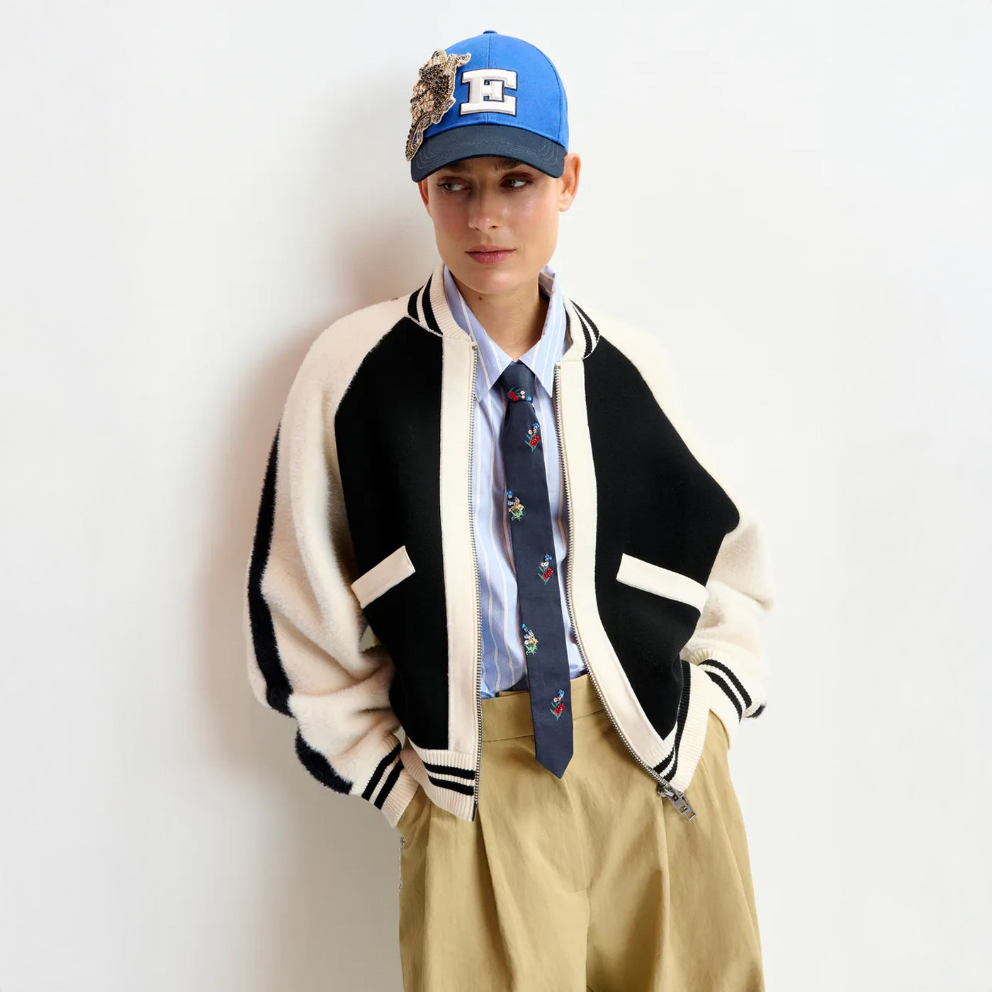 Idol Knitted Bicolour Jacket - Black