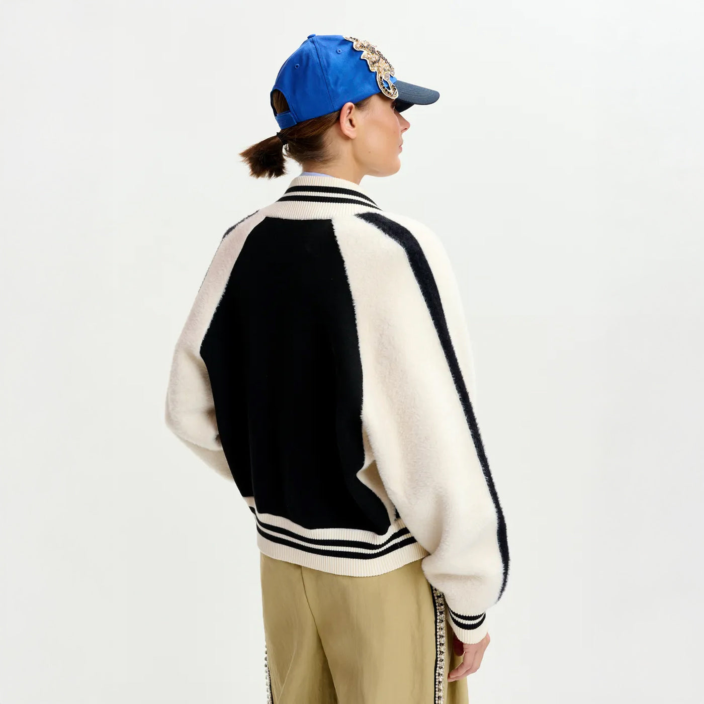 Idol Knitted Bicolour Jacket - Black