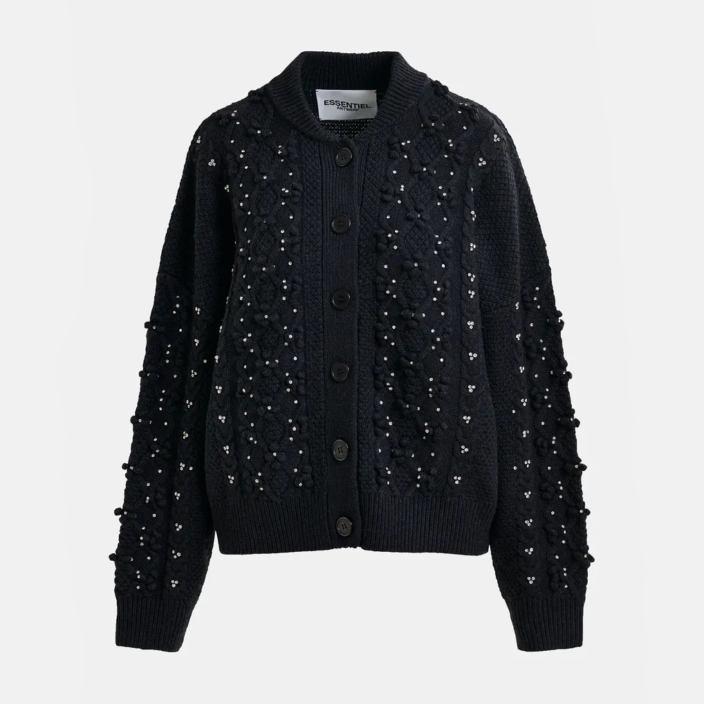 Iltmate Rhinestone Cardigan - Black
