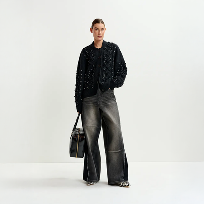 Iltmate Rhinestone Cardigan - Black
