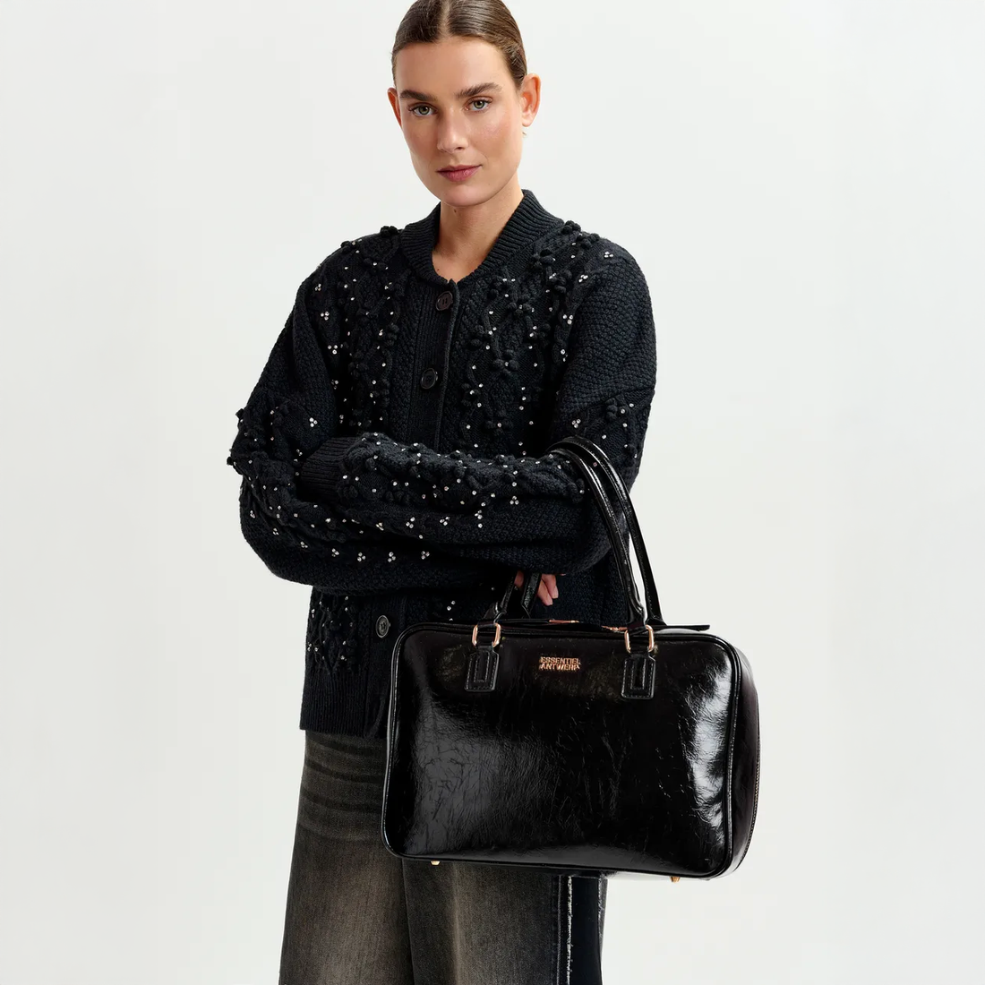 Iltmate Rhinestone Cardigan - Black