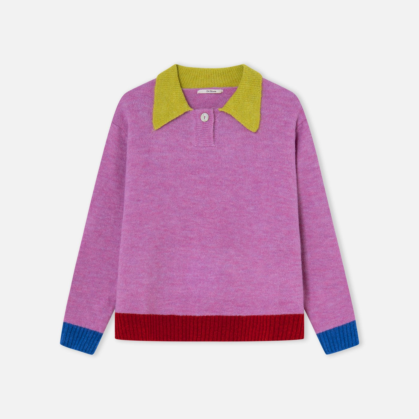 Danza Contrast Collar Jumper - Pink Yellow