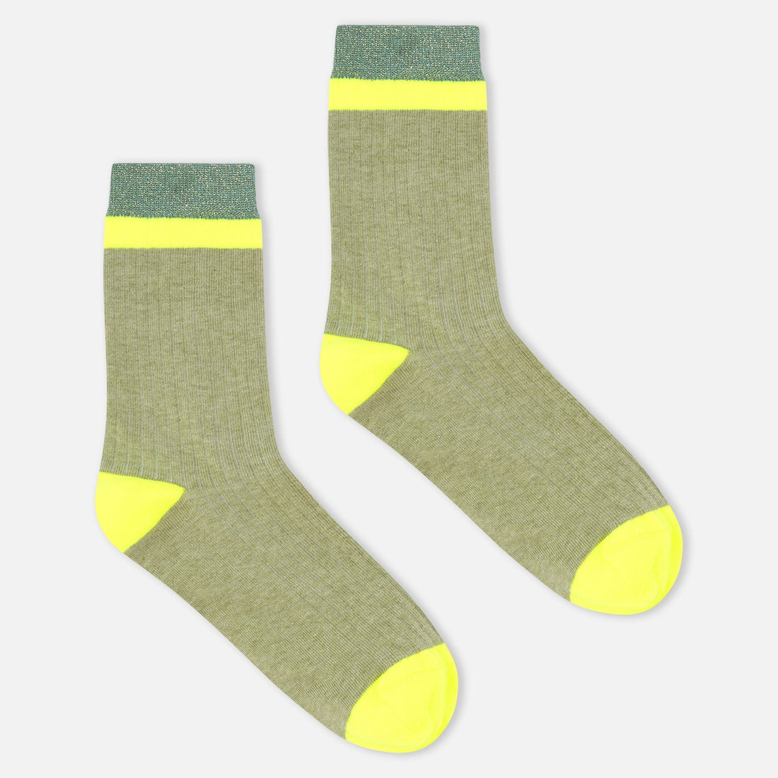 Contrast Toe Heal Sock - Yellow