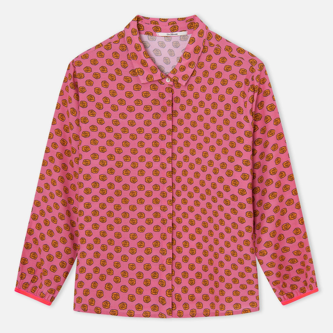 Rose Print Shirt - Pink Yellow