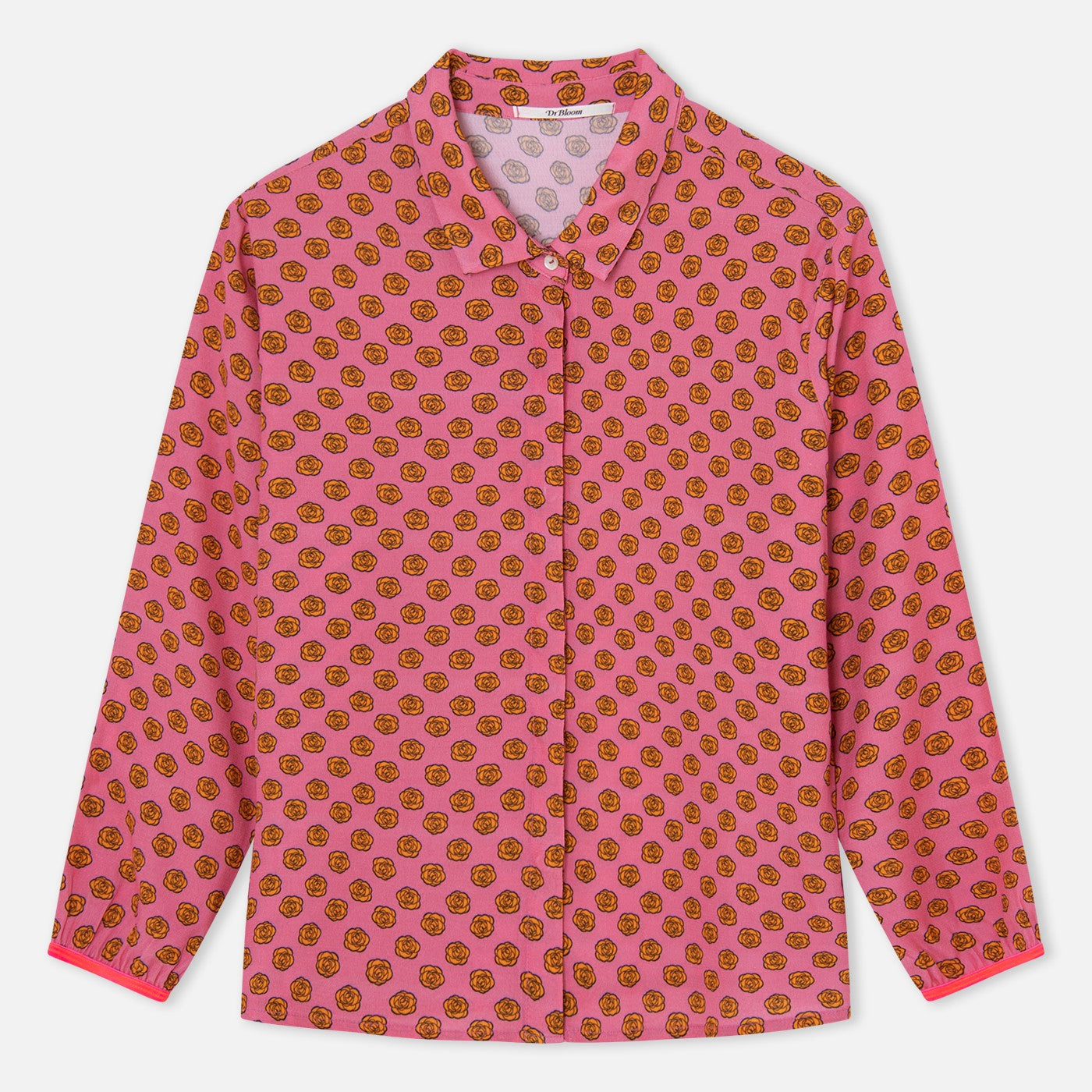 Rose Print Shirt - Pink Yellow