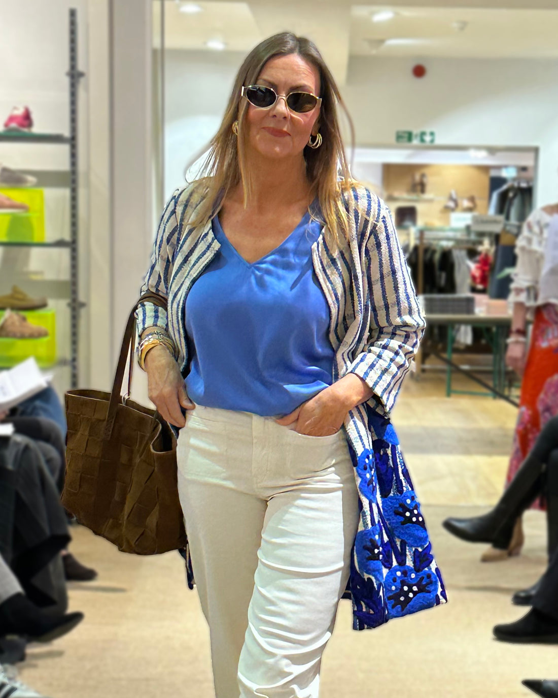 Antonio Embroidered Jacket - Blue Stripe