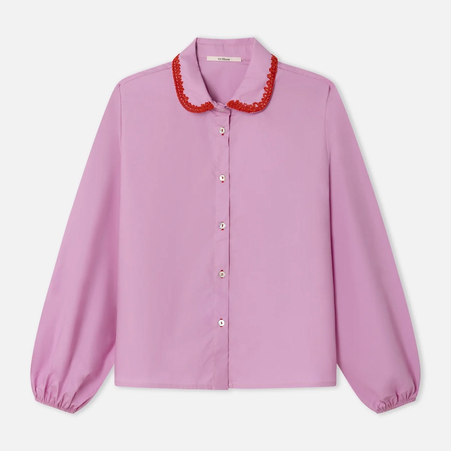 Fun Embroidered Collar Shirt - Pink