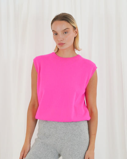 Durango Sleeveless Round Neck Jumper - Neon Pink