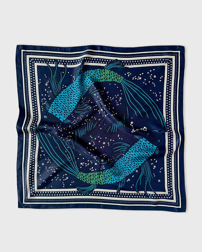 Pisces Silk Scarf - Blue