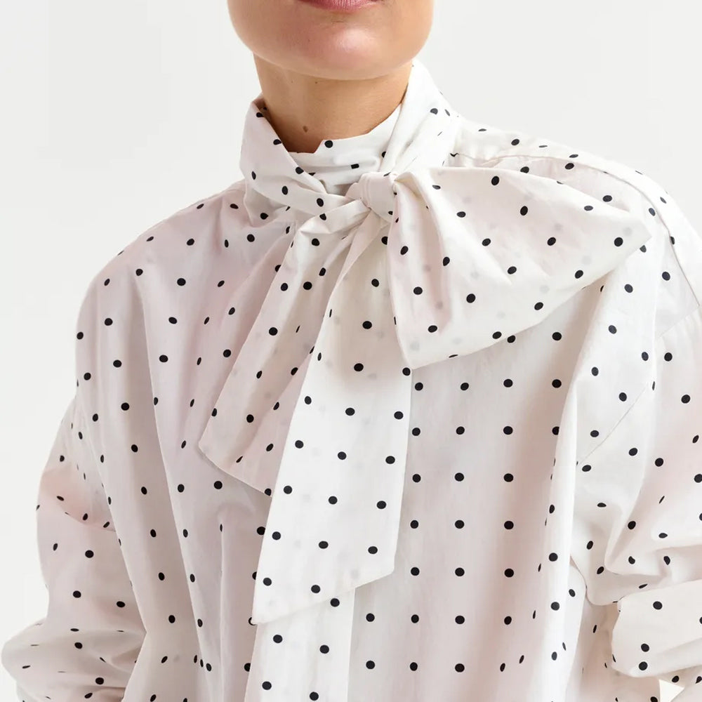 Imoverit Pussy Bow Tie Shirt - Combo Off White