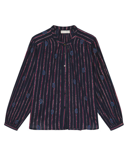 Raga Mina Stripe Shirt - Navy Berry