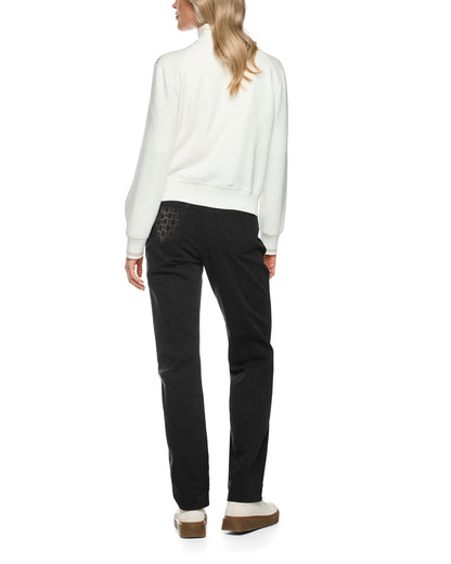 Intarsia Front Zip Cardigan - Cream