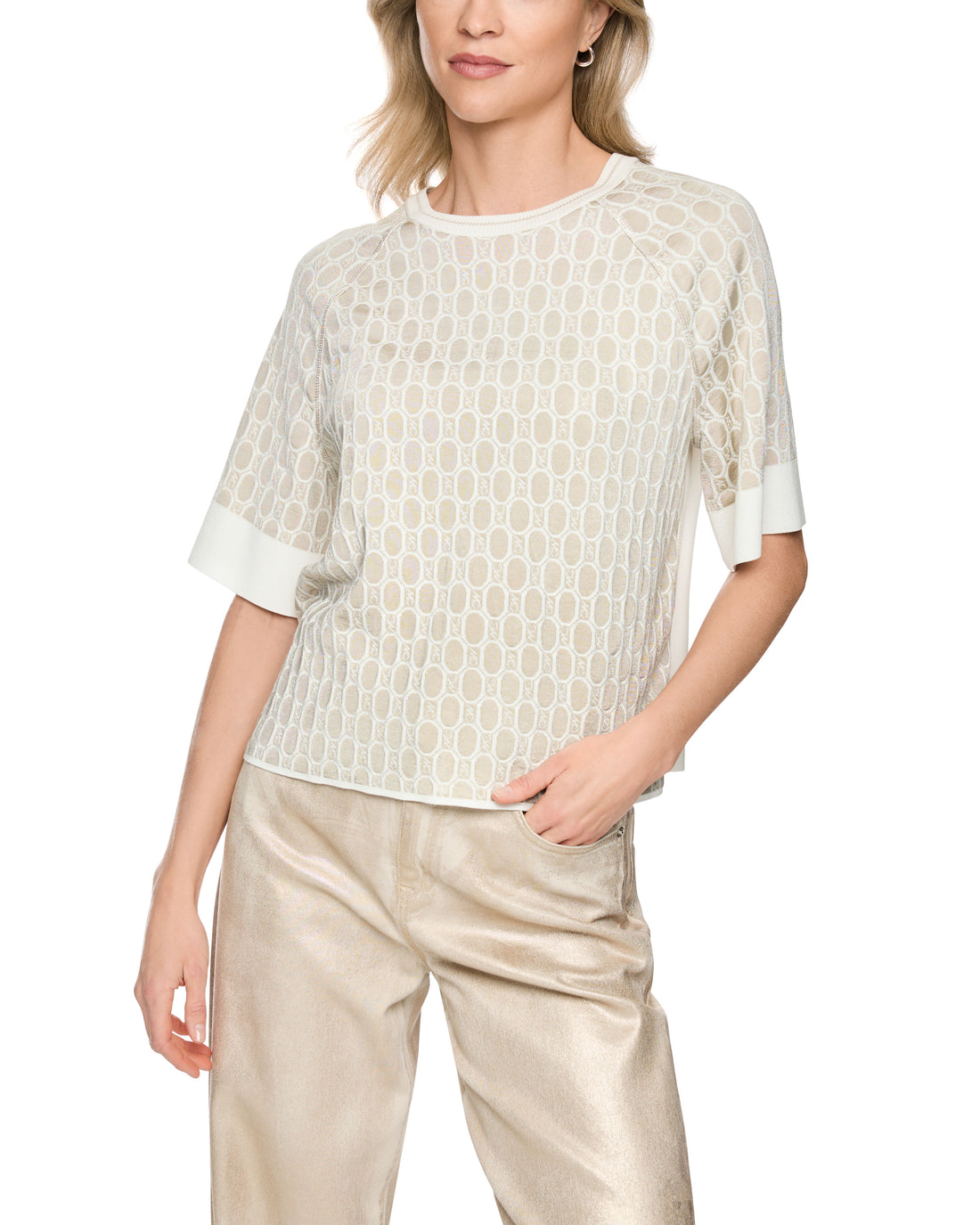 Intarsia Knitted Tee - Cream