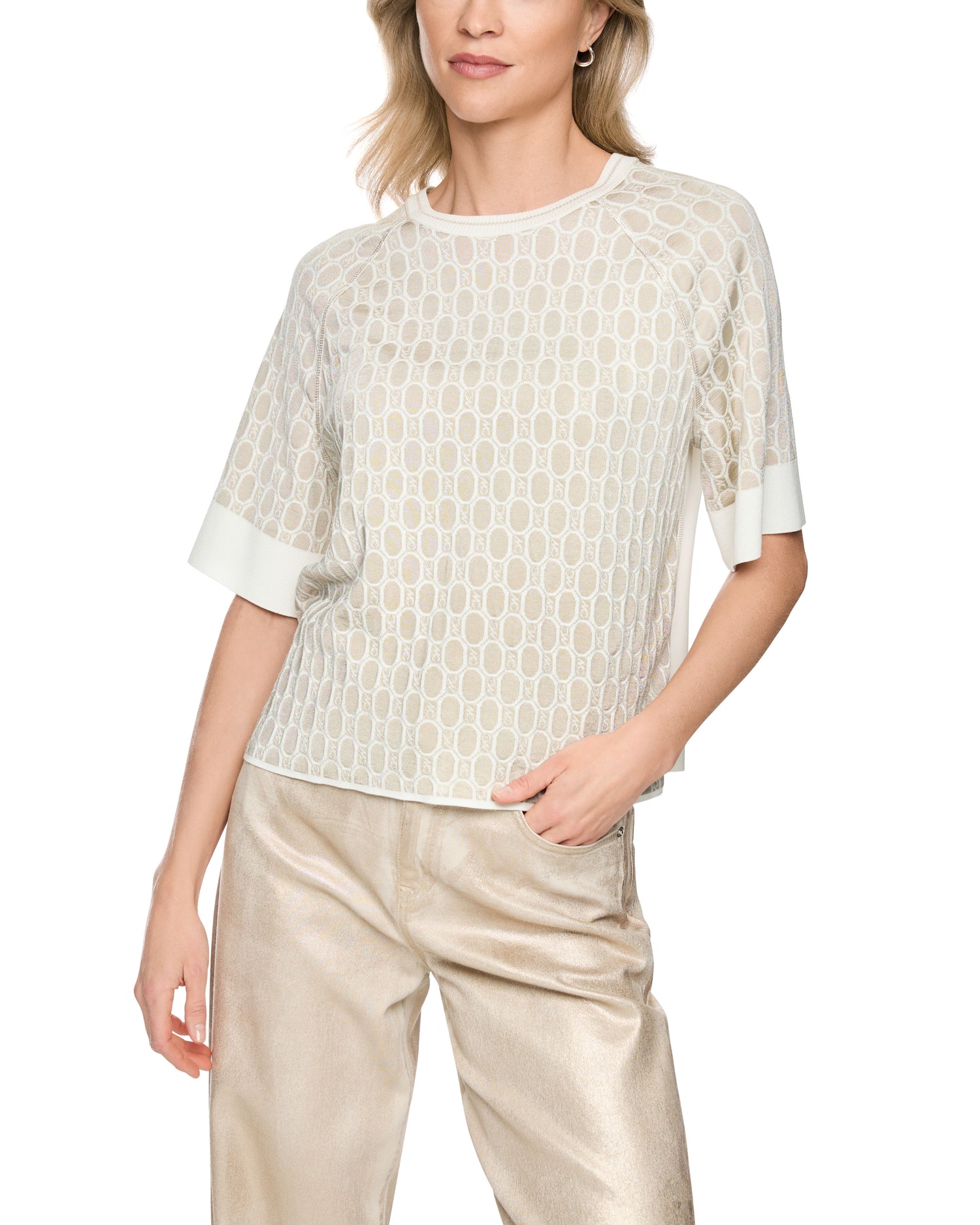 Intarsia Knitted Tee - Cream