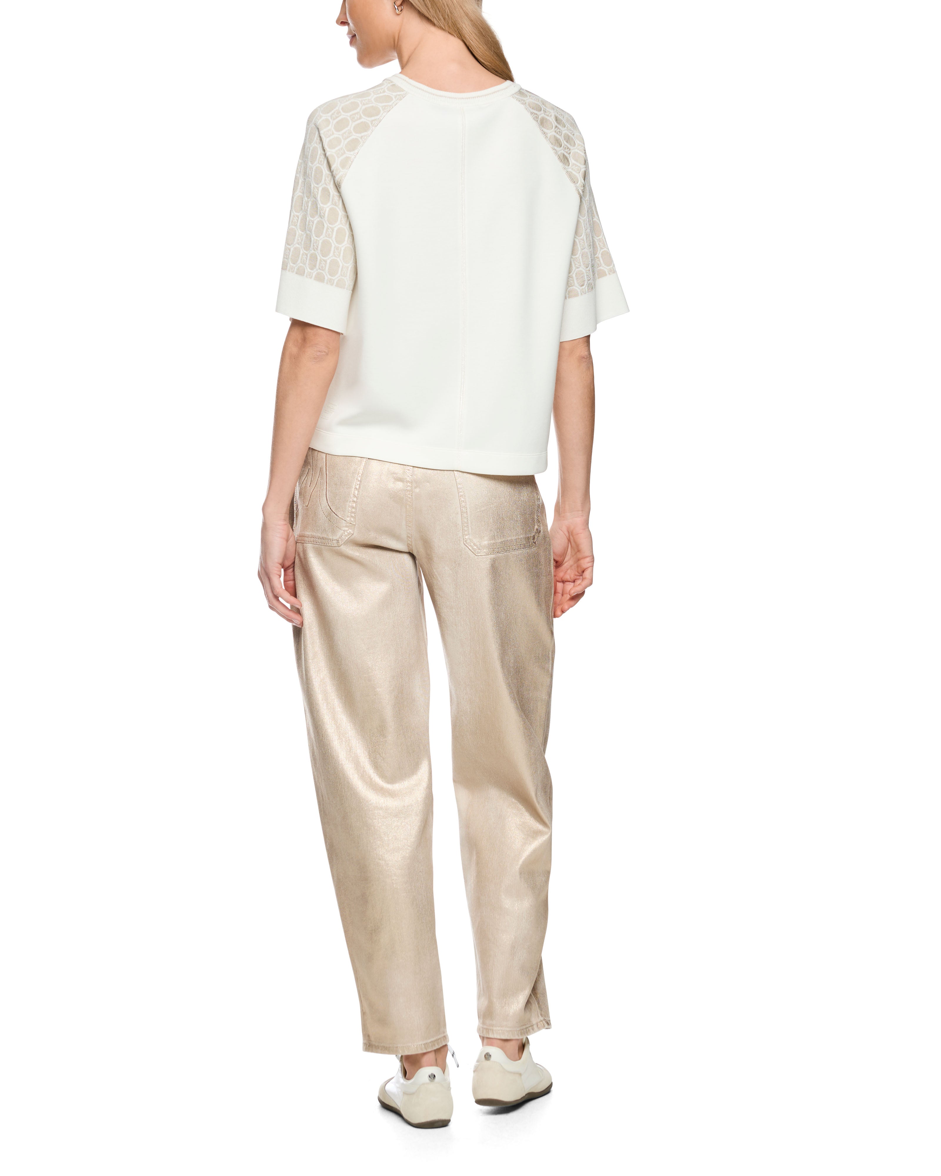 Intarsia Knitted Tee - Cream