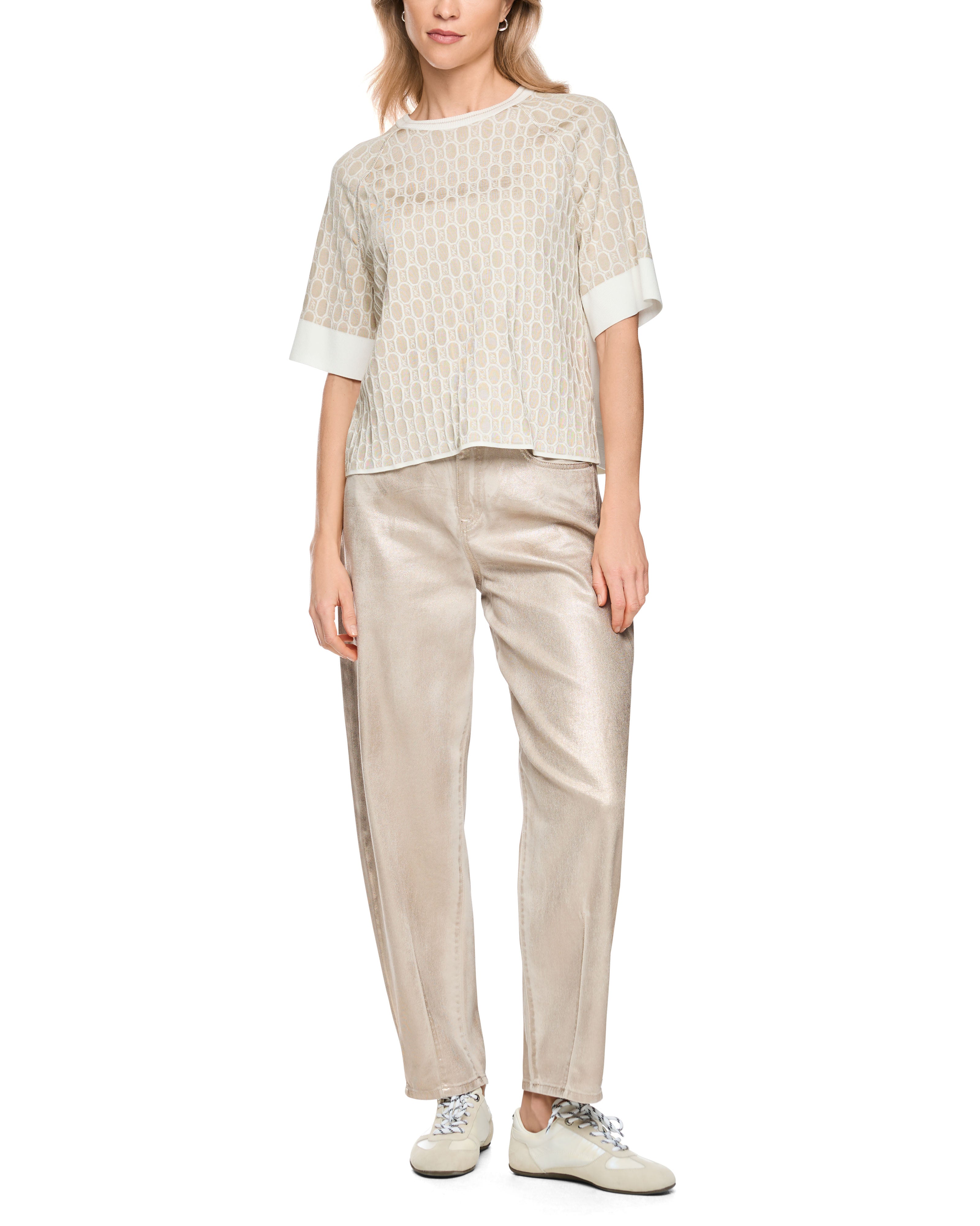Intarsia Knitted Tee - Cream