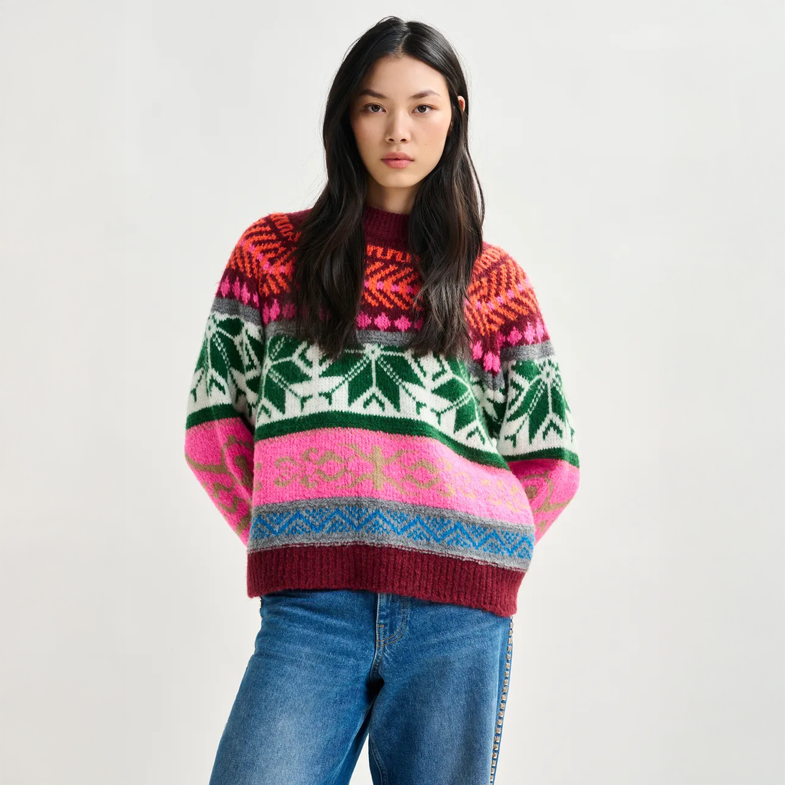 Irelando Jacqard Knit Pull - Off White