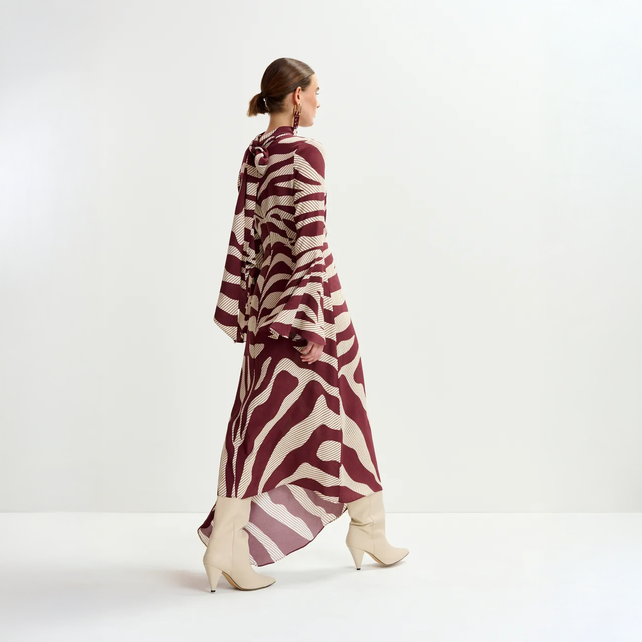 Istripe Asymmetric Dress - Off White