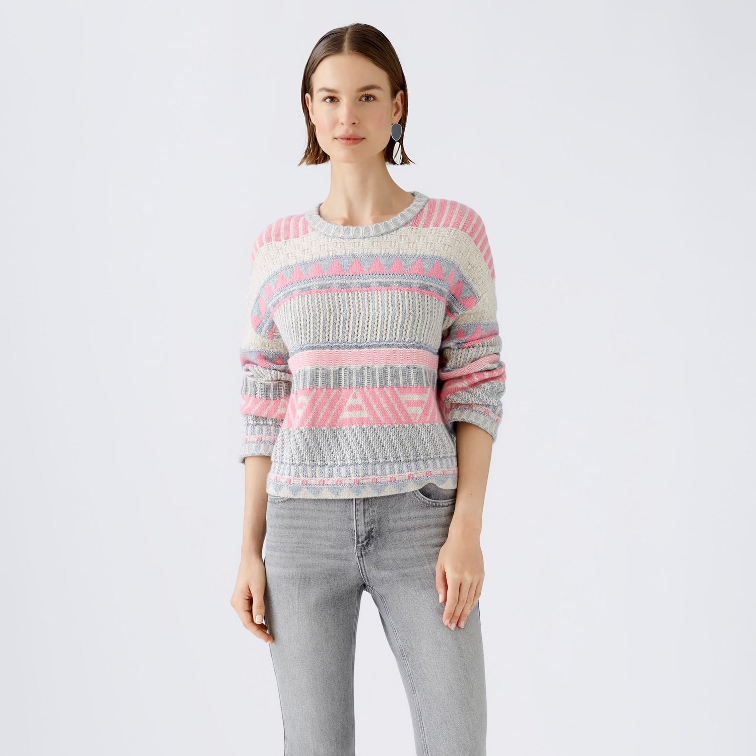 Intarsia Jumper - Pink Grey