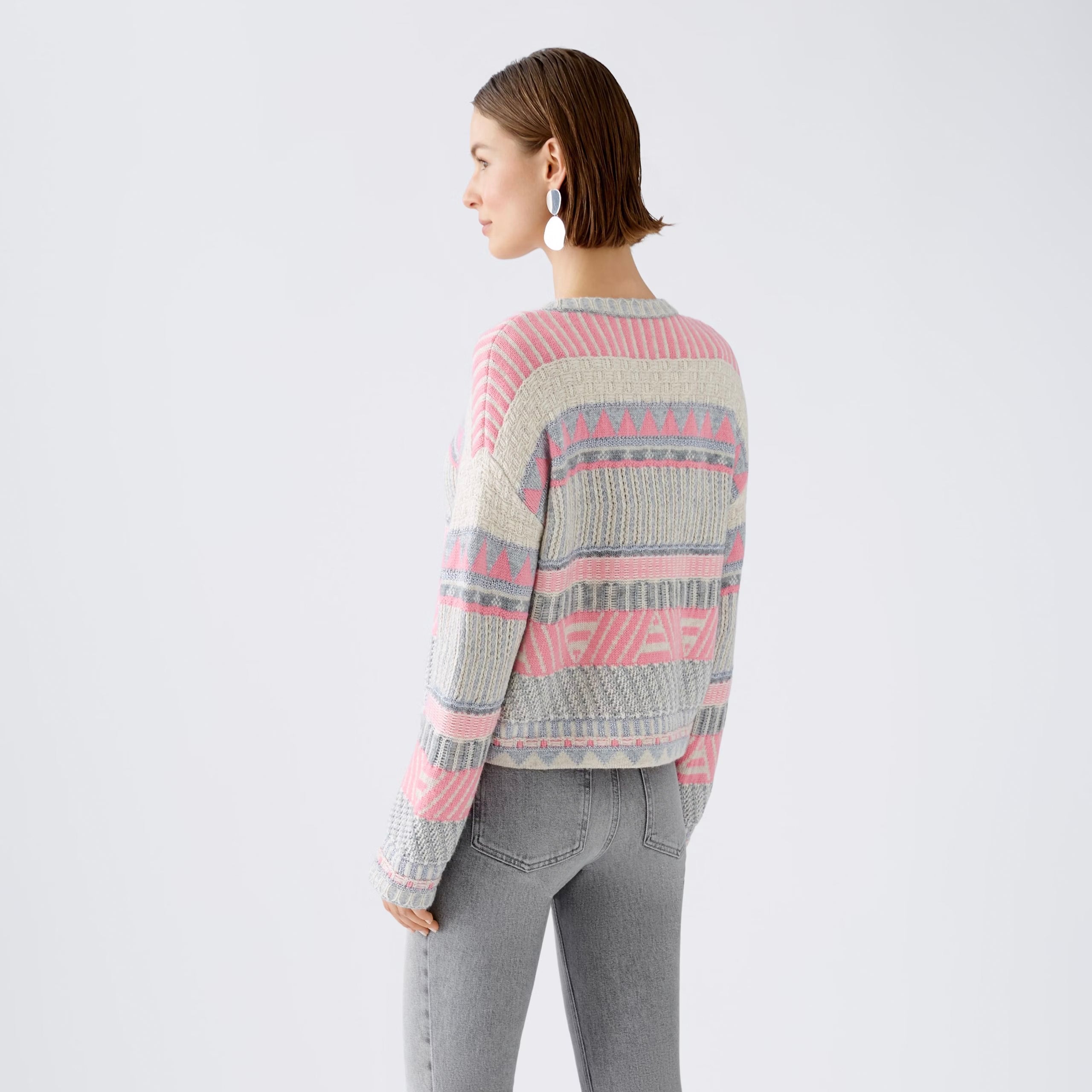 Intarsia Jumper - Pink Grey