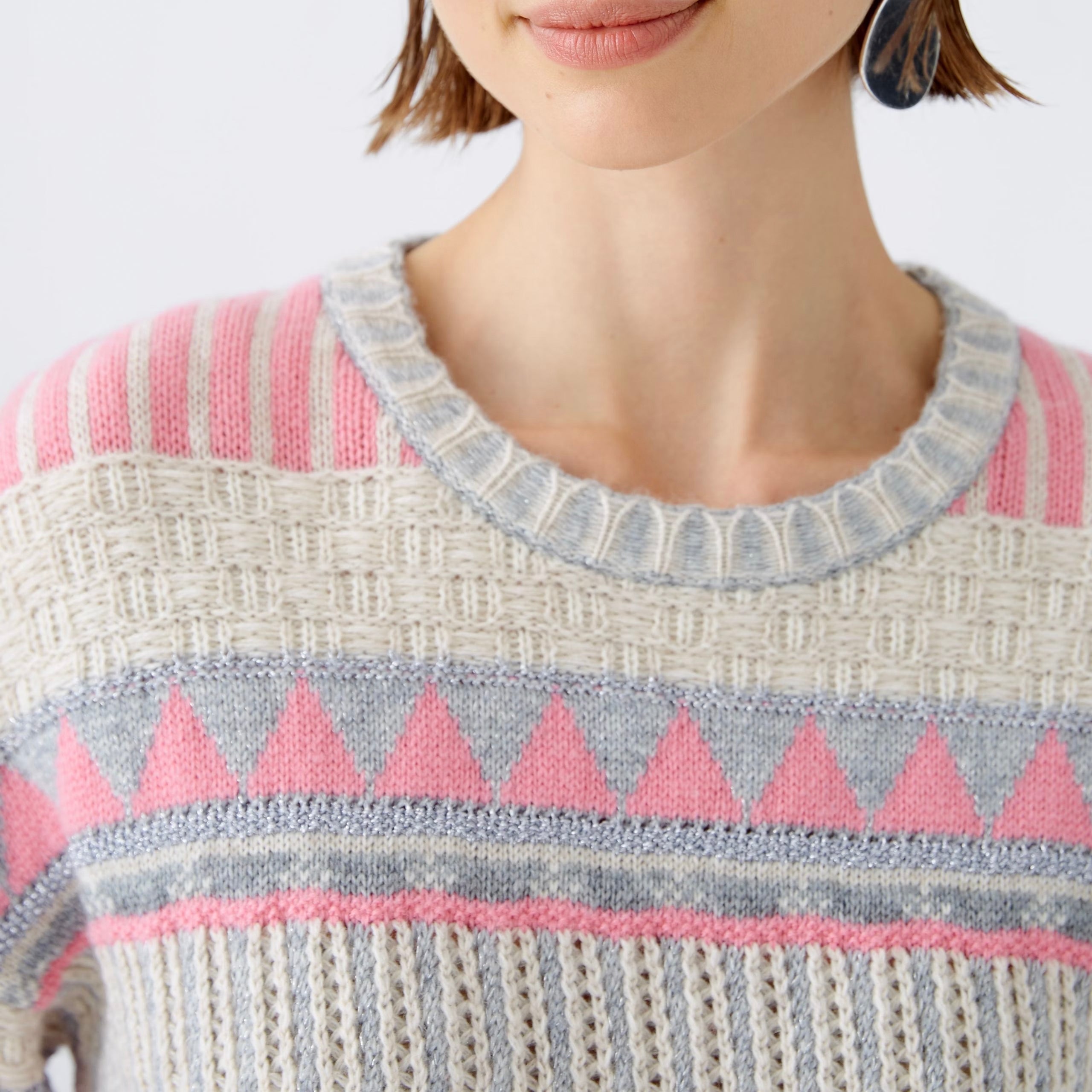 Intarsia Jumper - Pink Grey