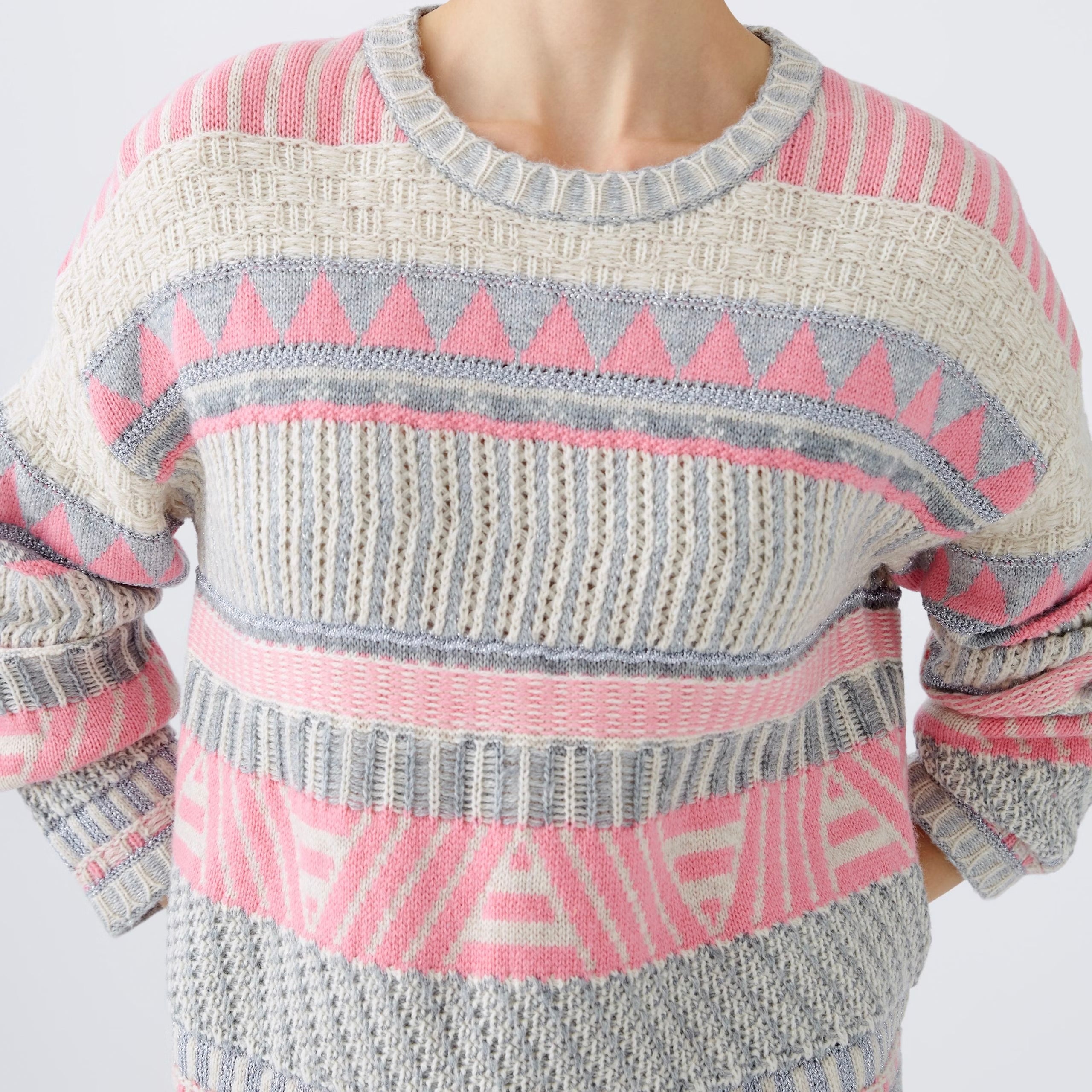 Intarsia Jumper - Pink Grey